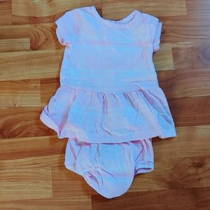 Baby Girl 0-3m Pink Watercolor Shirt and Bummie Set